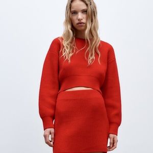 Zara red knit sweater size small